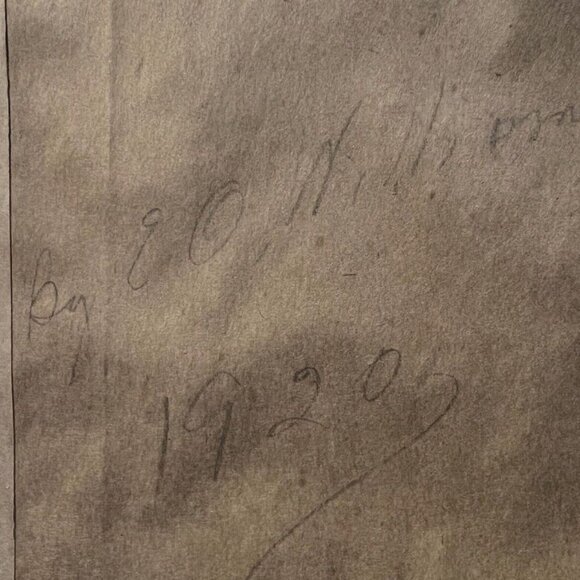 Vintage Landscape Framed Acrylic Painting on Board by E.O. Williams, dated 1920 - Picture 9 of 9